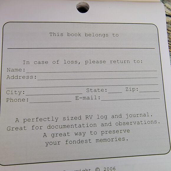 RVer's Maintenance Log & Journal 2042 Vtg 2006 Rome Industries PB Booklet UNUSED - Picture 15 of 16
